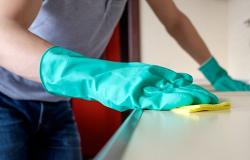 Cleaner assessing carpet size and condition for a transparent quote